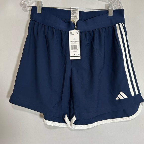 Adidas Blue and White Athletic Shorts with Elastic Waistband Large - Picture 1 of 8